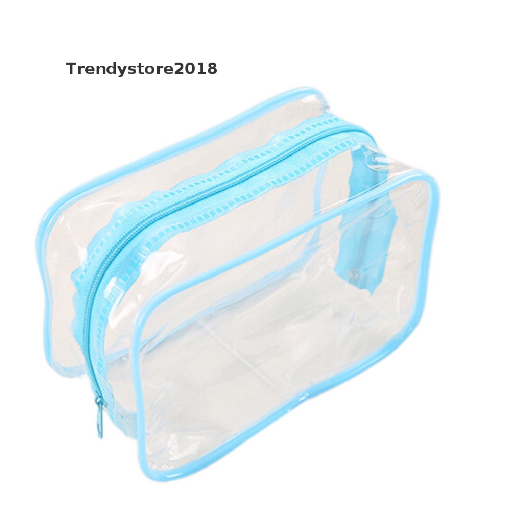 [Hàng mới về] Túi đựng mỹ phẩm chất liệu nhựa PVC trong suốt có khóa kéo thời trang 2018