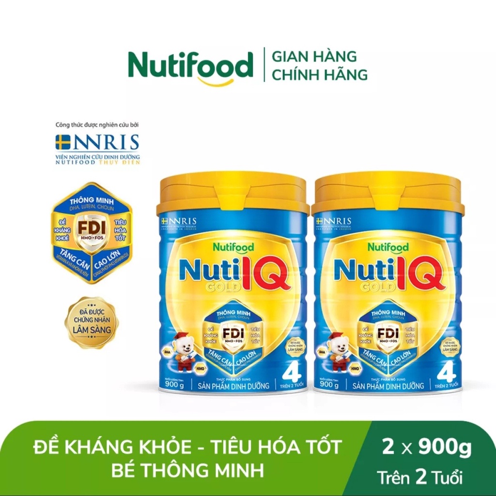 [HSD T9-2023] Combo 2 Hộp Sữa Bột Nutifood Nuti IQ Gold 4 900g/lon