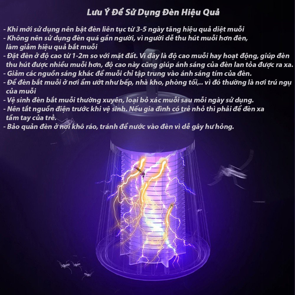 Đèn Bắt Muỗi, Ruồi và Côn Trùng Thông Minh, An Toàn - Kiêm Đèn Ngủ LED
