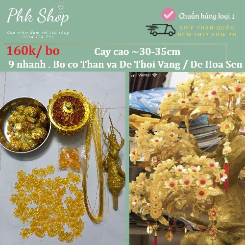 Combo bộ nguyên liệu cây kim tiền cành vàng lá ngọc chưng tết phk shop