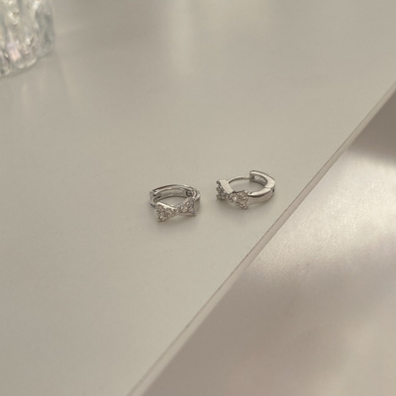 Hoa tai nơ nhỏ Hoa tai kim cương thời trang cao cấp hàn quốc