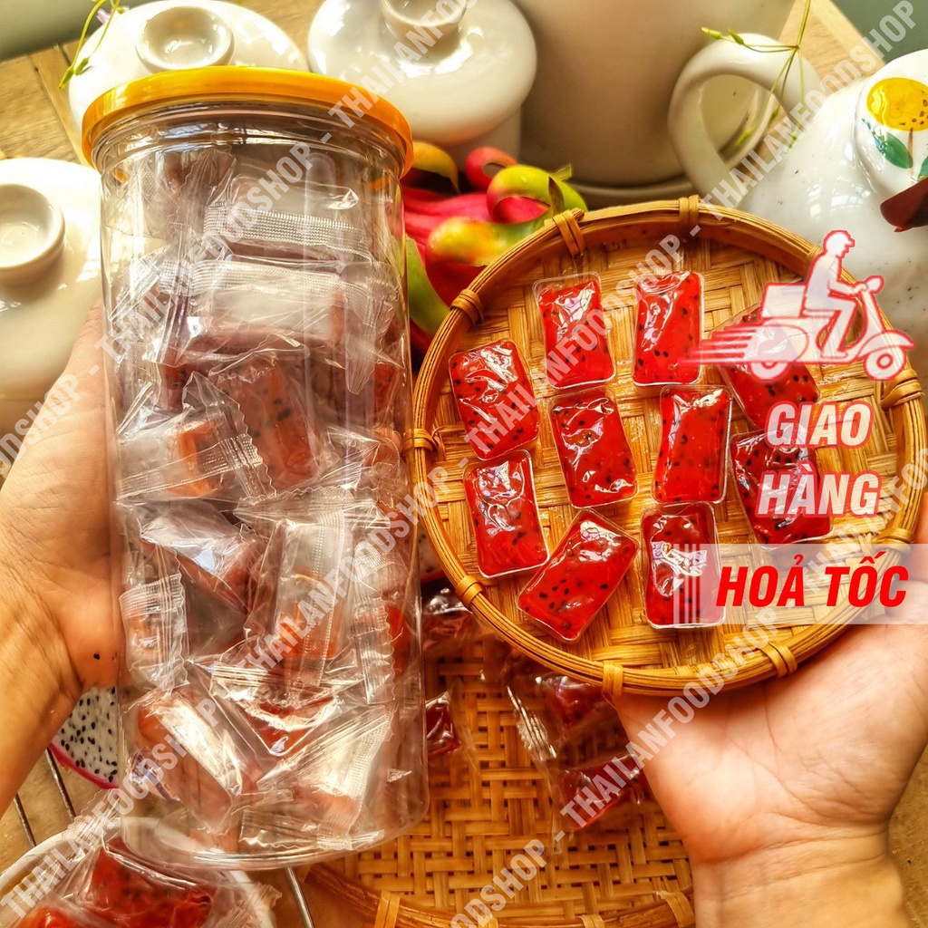 Kẹo Thanh Long Viên Sấy Dẻo - Lon 400gram