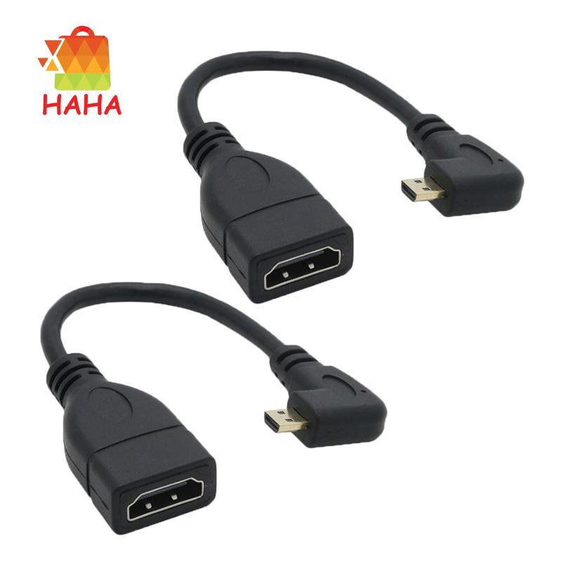 2PCS HDMI Adapter Cable 90 Degree Angle Elbow Micro-HDMI Male to HDMI