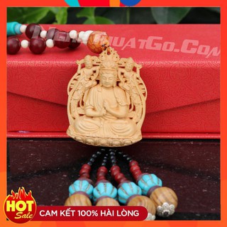((MIỄN SHIP)) Dây treo xe ô tô tượng Phật Như Lai Đại Nhật bằng gỗ Hoàng Dương -TẶNG 1 VÒNG ĐEO TAY