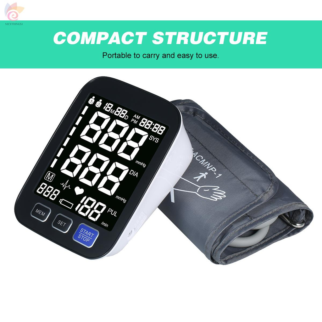 ET U82NH Automatic Upper-arm Blood Pressure Monitor Digital Blood Pressure Meter with Large Cuff Fits 8.7-inch to 16.5-inch Upper-arm Support 2×90 Sets of Data Record Irregular Heart Beat Pulse Machine BP Meter for Medical Household Use