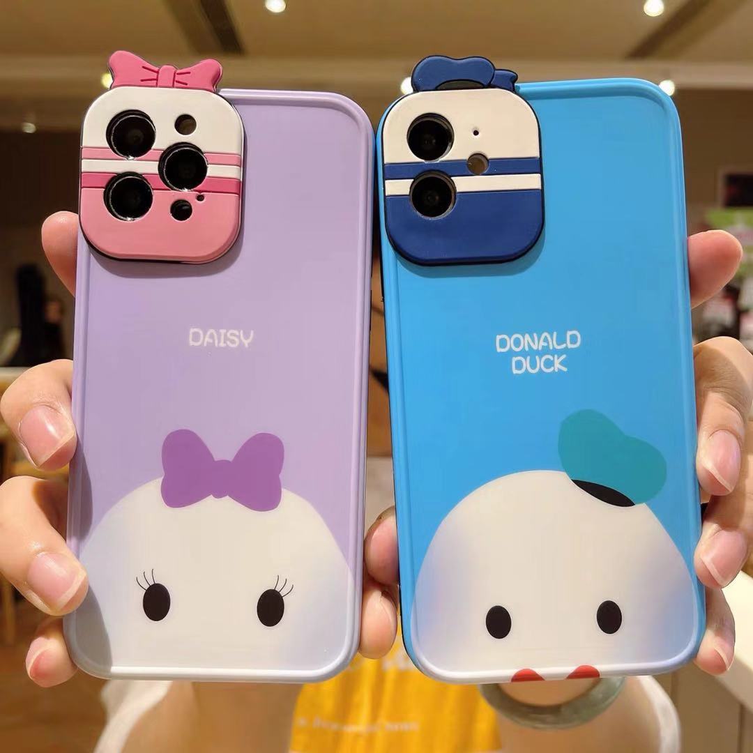 Cartoon Donald Duck Daisy Cute 3D Lens protection Phone Case For IPhone 12 11 Pro Max IX XS MAX iPhone 7 i8 Plus XR SE2020 Case Full soft cover