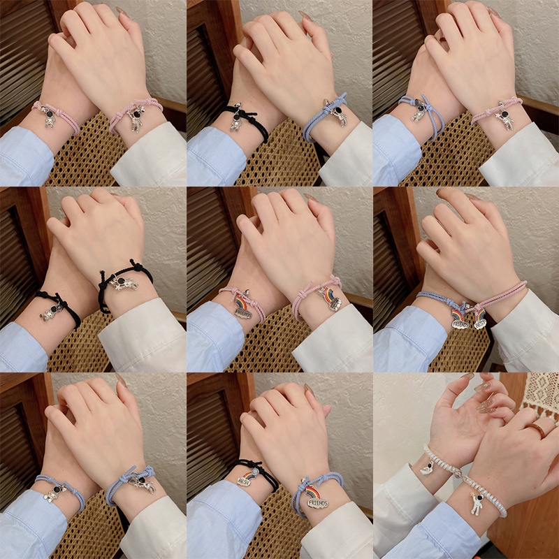 Vòng Tay Nam Châm Họa Tiết Phi Hành Gia Phong Cách Hàn Quốc Hợp Thời Trang Cho Cặp Đôi