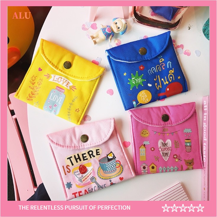 Túi nhỏ hình vuông bằng vải cotton họa tiết dễ thương đựng khăn ăn tiện lợi | BigBuy360 - bigbuy360.vn