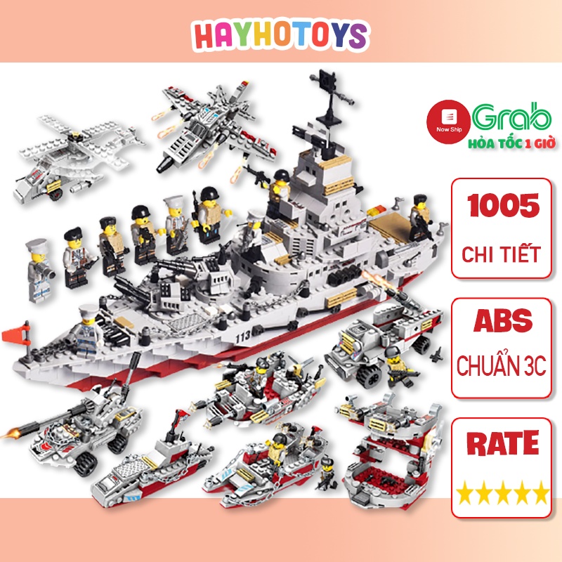 Bộ đồ chơi lắp ráp tàu chiến hạm 1005CT, lắp ráp robot, mô hình máy bay chiến đấu bảo vệ bờ biển