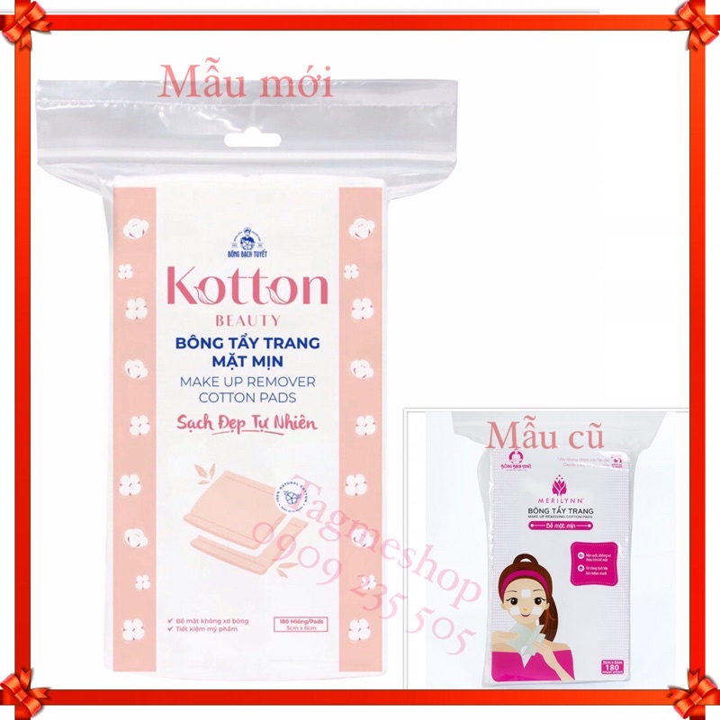 Bông Bạch Tuyết - Bông Tẩy Trang Kotton Beauty bề mặt mịn - 180 miếng/gói