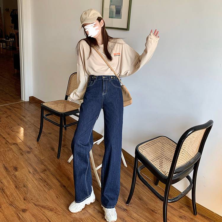 Quần jean dài ống rộng màu tối phong cách Hàn quốc cá tính🔥Quần Denim dài thời trang Vintage cá tính trẻ trung mùa hè