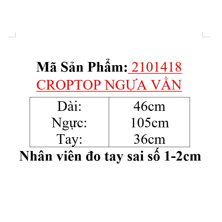 [Mã WASKT304 giảm 15% tối đa 30K đơn 99K] 2101418 CROPTOP NGỰA VẰN | BigBuy360 - bigbuy360.vn