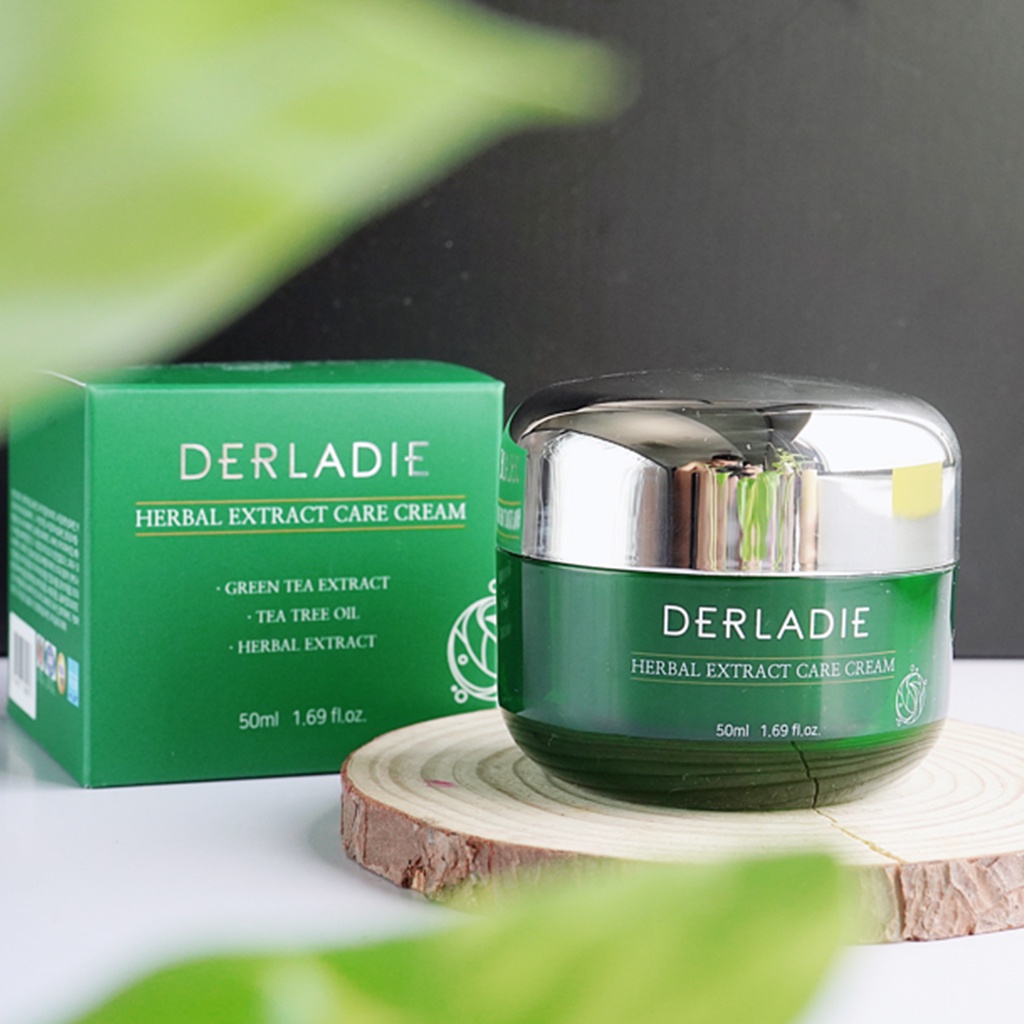 Kem Dưỡng Tràm Trà DERLADIE Giảm Mụn Kiềm Dầu 12 Giờ DERLADIE HERBAL EXTRACT CARE CREAM 50ml [NHẬP KHẨU CHÍNH HÃNG]