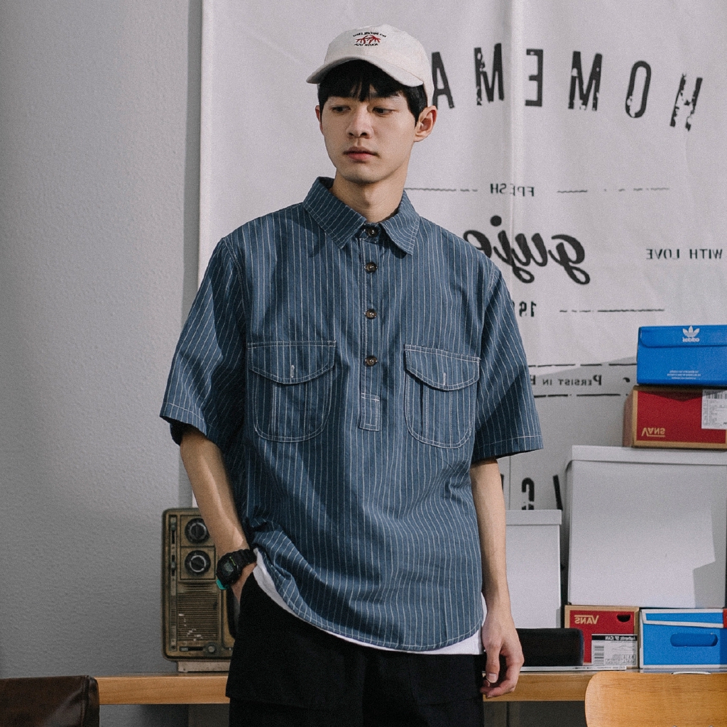 Áo Sơ Mi Tay Ngắn Kẻ Sọc Thời Trang Cho Nam