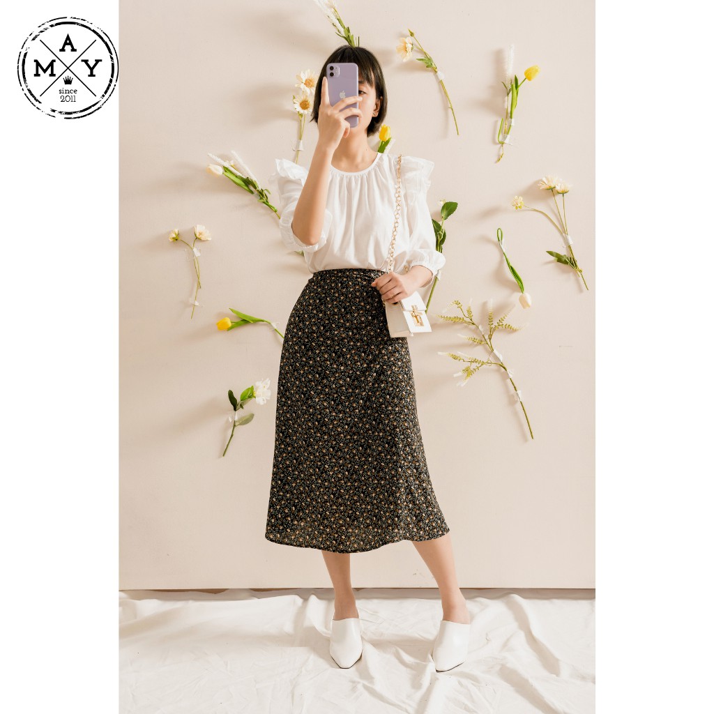 Chân Váy Dài, Chân Váy Midi Dáng Xòe Dài Nhún Gấu Đính Cúc Họa Tiết Hoa Nhí TAJ02-0085 MAY.SINCE2011 | BigBuy360 - bigbuy360.vn