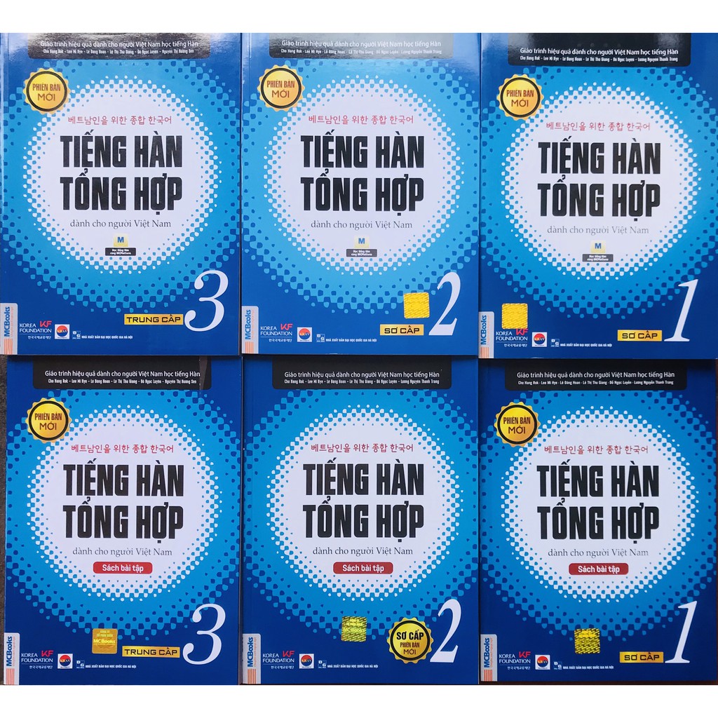 Sách - Combo Tiếng Hàn Tổng Hợp Dành Cho Người Việt Nam Sơ Cấp + Trung Cấp (tập 1 +2 +3) bản đen trắng