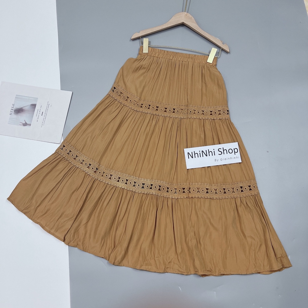 Chân váy dáng dài thô xòe to cạp chun co giãn CV1810 - NhiNhi Shop