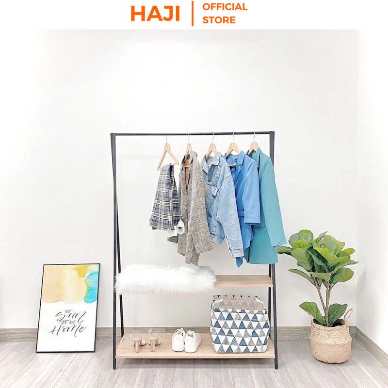 Kệ áo quần kết hợp treo và gấp gọn thông minh khung sắt chống gỉ chịu lực tốt HAJI C03