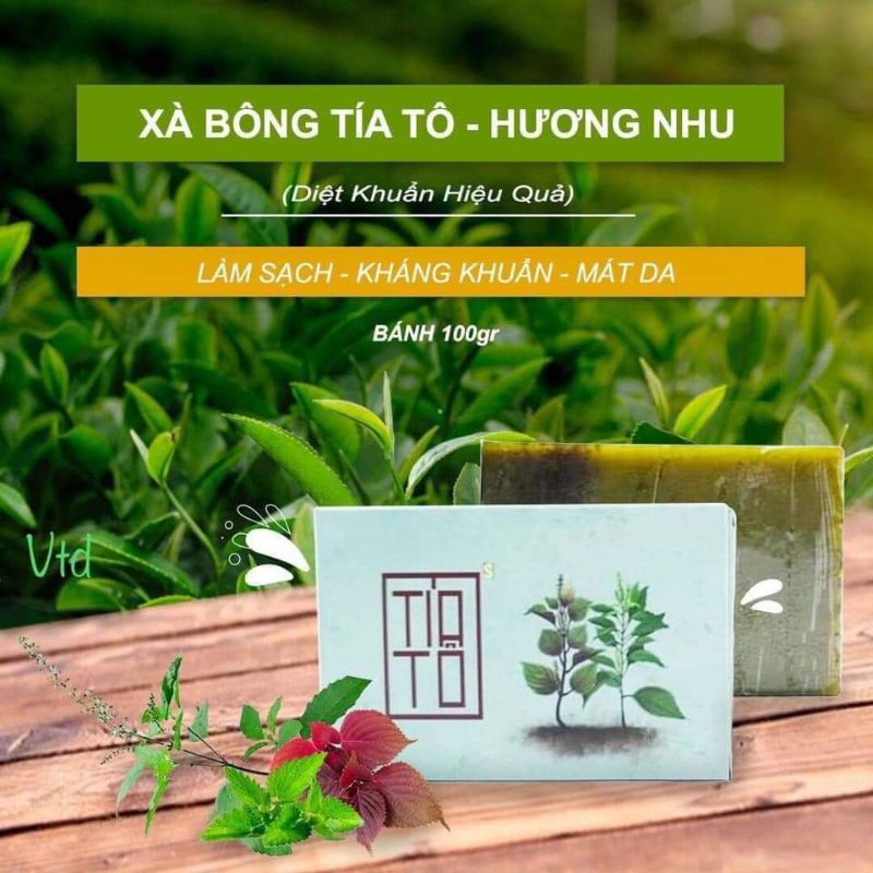 Xà bông sinh dược tía tô 100gr - giúp dịu vết mẩn ngứa, vết thâm, giảm mụn