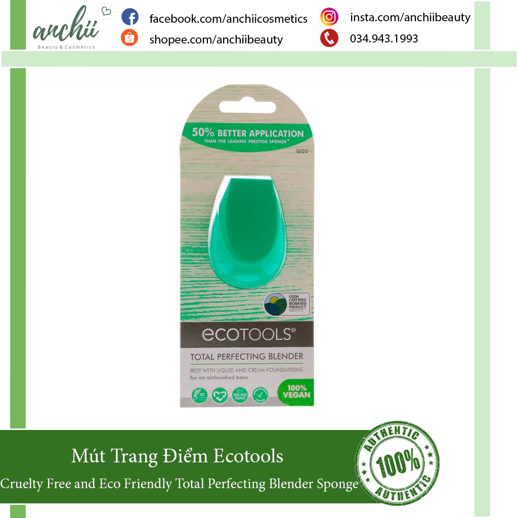 Mút Trang Điểm Ecotools Cruelty Free and Eco Friendly Total Perfecting Blender Sponge