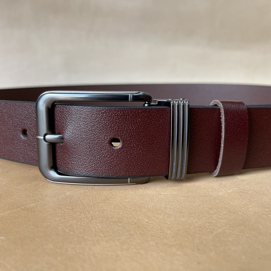 Thắt Lưng Nam Khóa Kim Kẹp Chất Da Bò Nguyên Tắm Cao Cấp TM842 Bản Rộng 3.7cm Hai Màu Đen Và Nâu Bảo Hành Da 24 Tháng