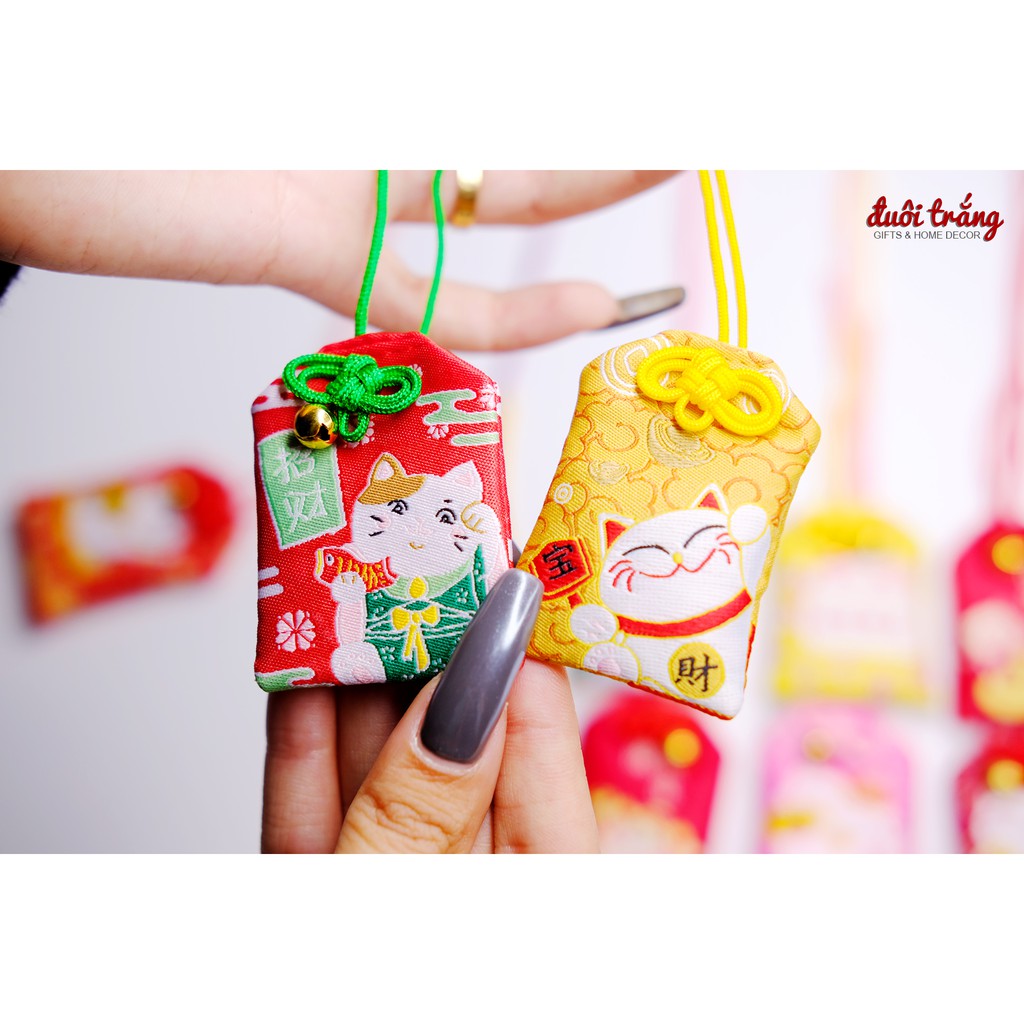 Túi phước Omamori size 4x6cm Dây buộc Vỏ Silicone