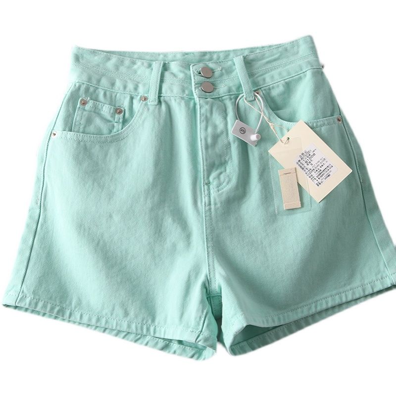 Quần Short Denim Xanh Lá Lưng Cao Dáng Ôm Size Lớn Phong Cách Châu Âu Dễ Phối Đồ Cho Chị Em Gái