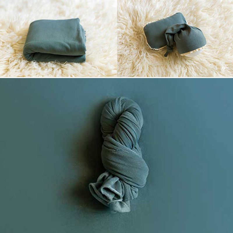 Set 3 Món Gồm Khăn Quấn Đuôi Thắt Nút + Mũ Cotton Mềm + Gối Dùng Làm Phụ Kiện Chụp Ảnh Cho Bé Sơ Sinh