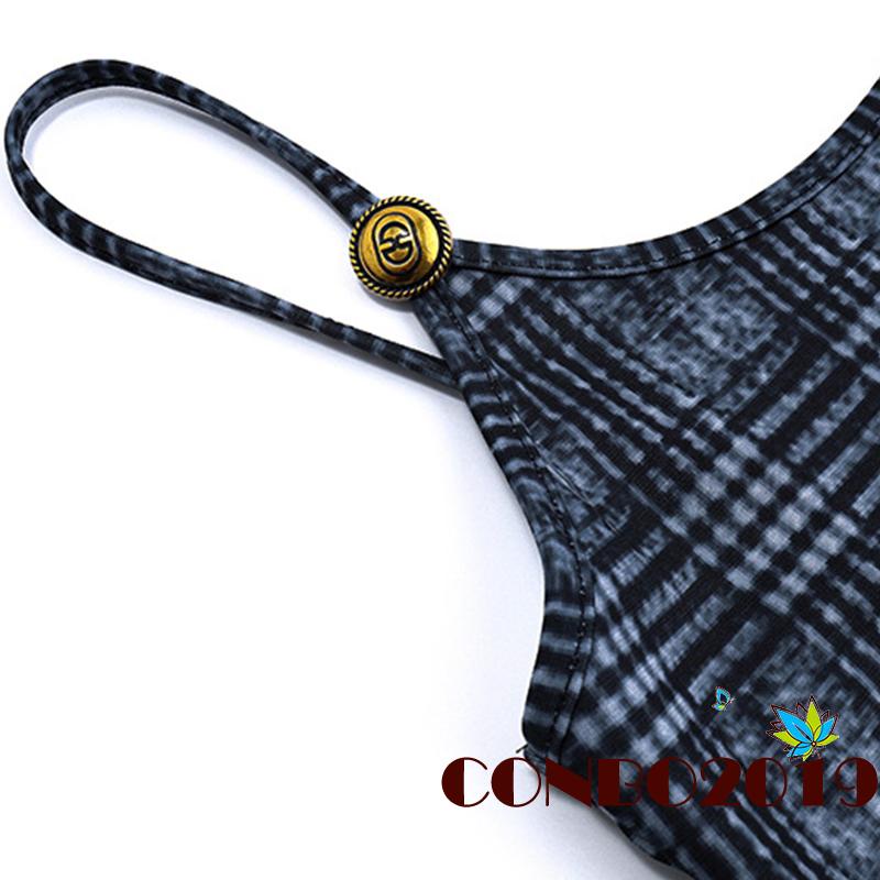 Đầm không tay Hở Lưng Họa Tiết Caro Thời Trang Quyến Rũ