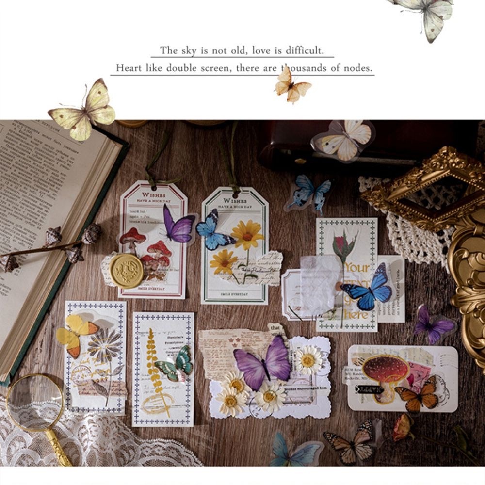 Set 40 miếng dán trang trí hình bướm kiểu vintage