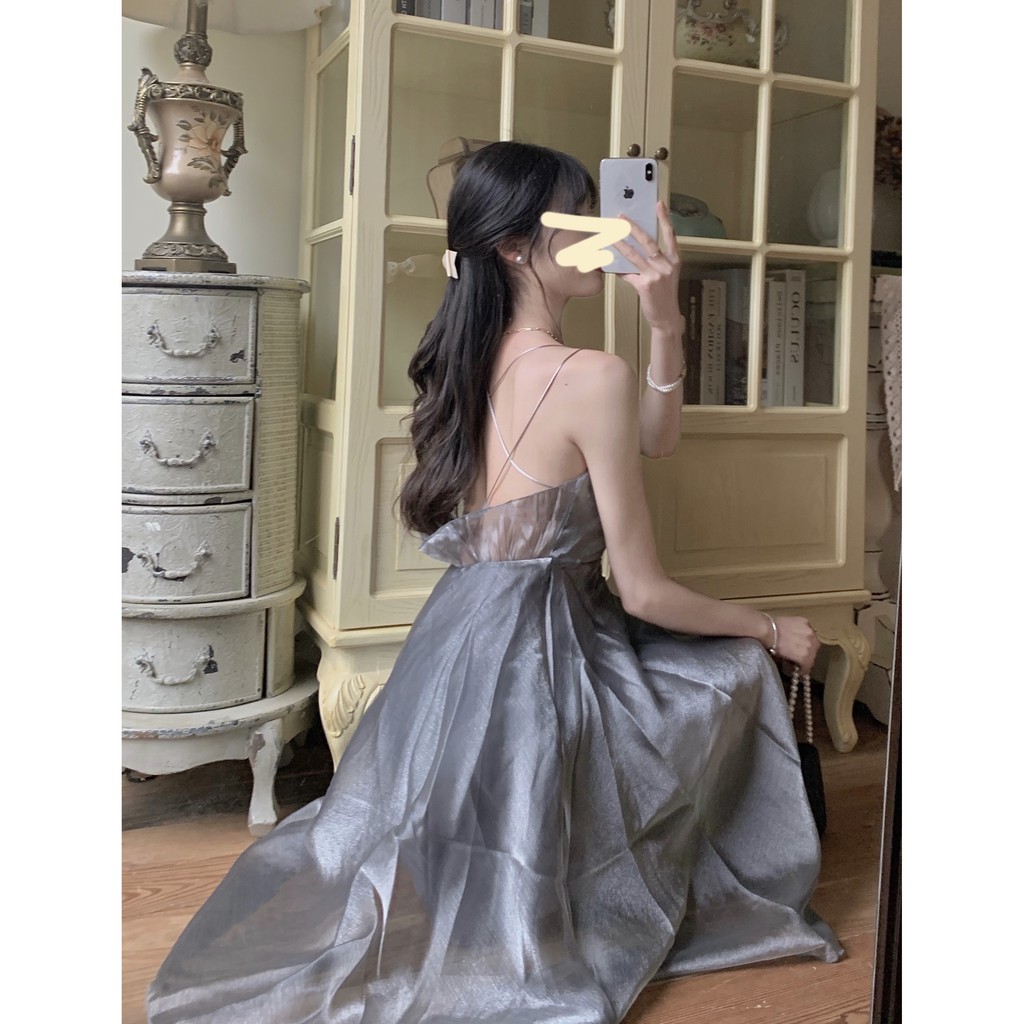 [sale ]Váy hở lưng sexy ánh kim màu xám ( kèm ảnh khách fb ) | BigBuy360 - bigbuy360.vn