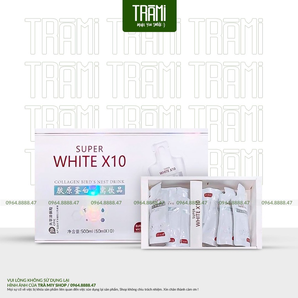 Nước Uống Collagen Yến Super White X10 Collagen Bird's Nest Drink (Hộp 10 gói)