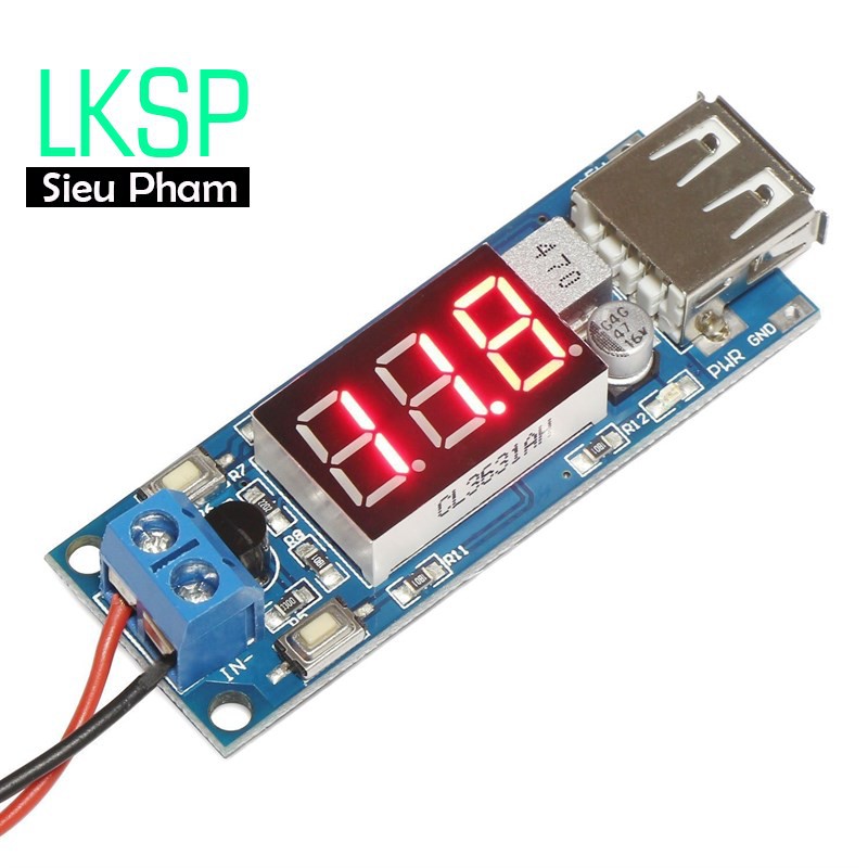 Mạch Hạ Áp Hiển Thị Led Cổng USB 5V 2A