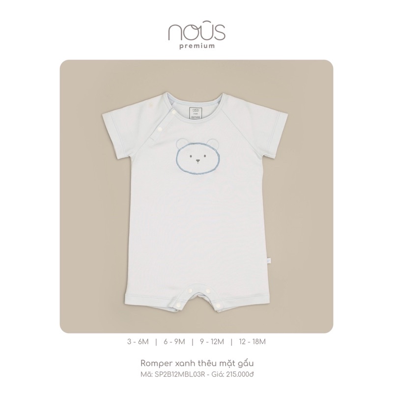 [Nous]  Bộ body liền thân cộc  nous cho bé từ 3-6m đến 9-12m