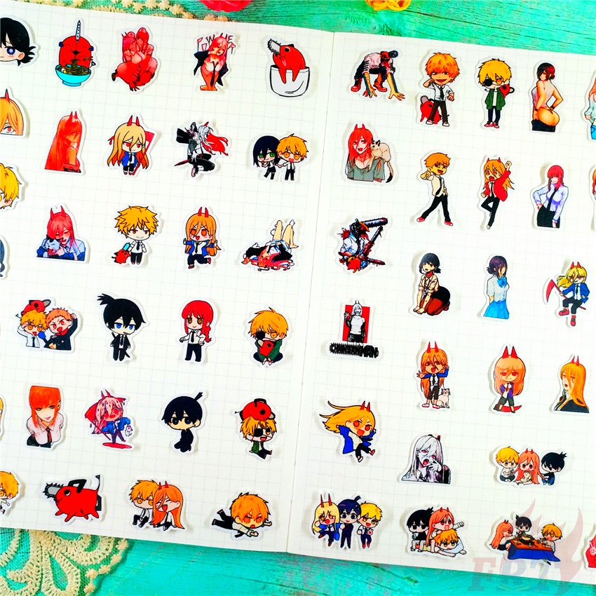 ★★★ Chainsaw Man Q-2 Mini Diary Manual Stickers ★★★ 60Pcs/Set DIY Fashion Scrapbooks Album Decor Decals Stickers（Size: 2~3cm）