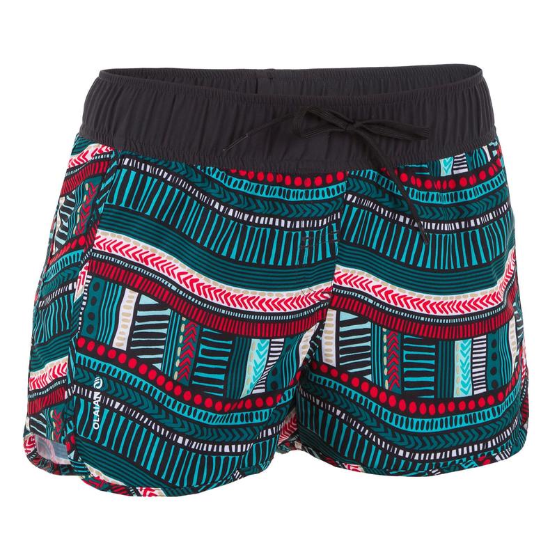 Quần short lướt ván Decathlon OLAIAN có dải thắt lưng co giãn và dây rút cho nữ