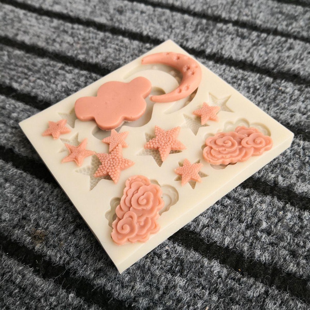 Khuôn Silicone Tạo Hình Làm Bánh Kẹo Hình Trăng Sao Đám Mây