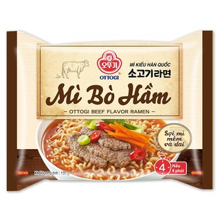 Mỳ bò hầm Hàn Quốc Ottogi beef flavor ramen gói 120G - Mỳ tôm hương vị sốt bò hầm thơm ngon