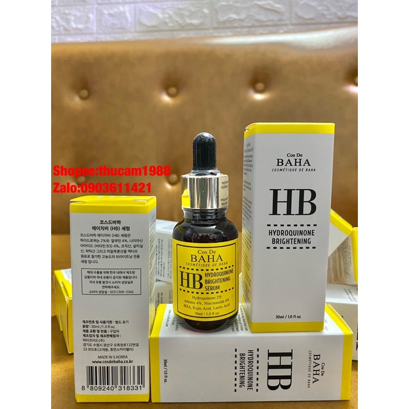 Serum ngừa nám, tàn nhang COS DE BAHA (HB) 2% Hydroquinone Brightening Serum 30ml (SER31).