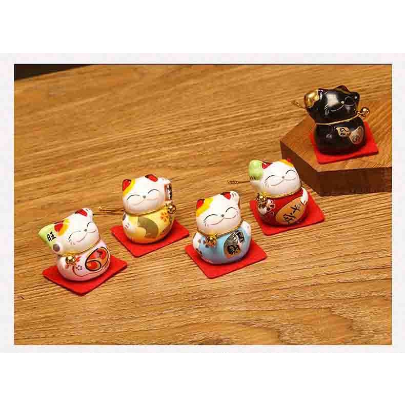 (hàng sẳn TP.HCM) Bộ kệ nhựa hình cây trưng bày Mèo thần tài sứ, trang trí bàn làm việc, quà tặng mừng khai trương.