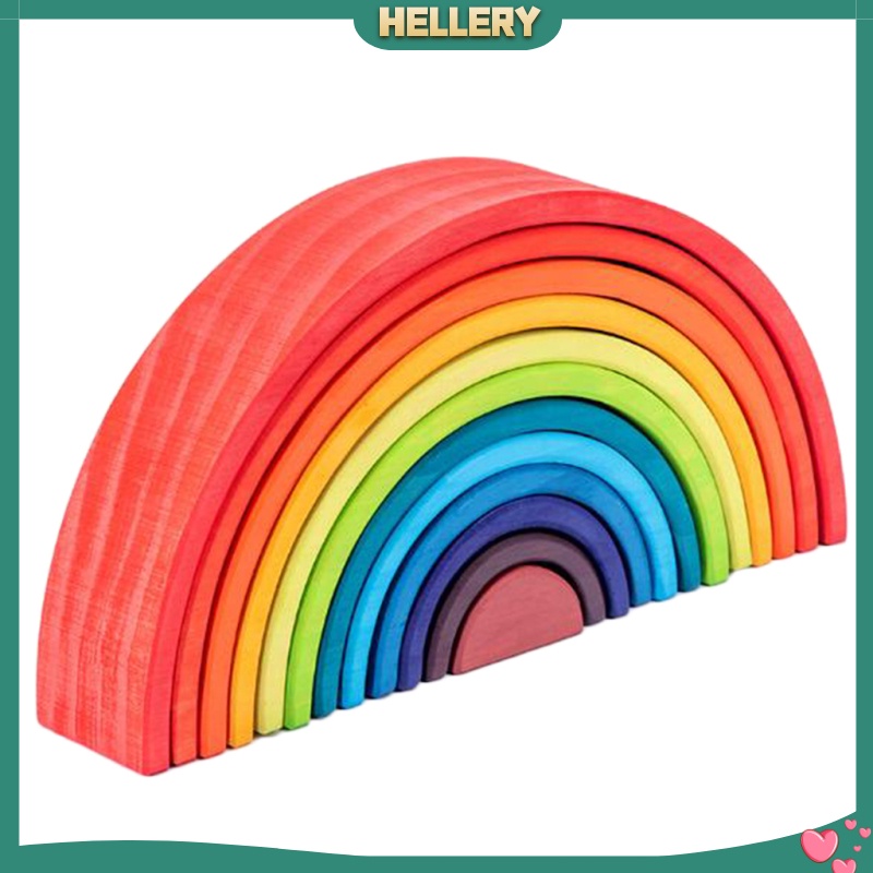 [HelleryVN] X Đồ Chơi Xếp Chồng Vòm Bằng Gỗ Màu Cầu Vồng Tay Mắt Cho Trẻ Em