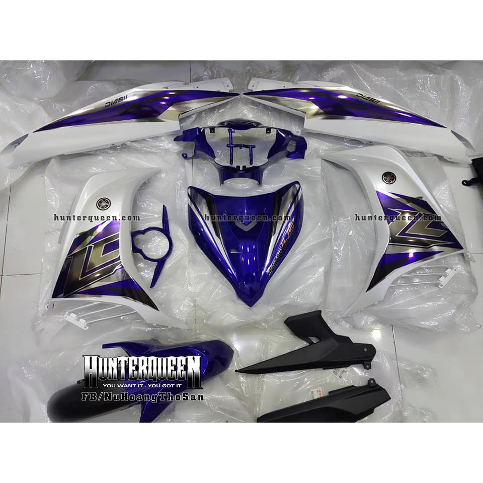 Tem rời Exciter 2011 - Chất liệu crom - LC 2017 trắng xanh GP - Tùy chỉnh theo yêu cầu