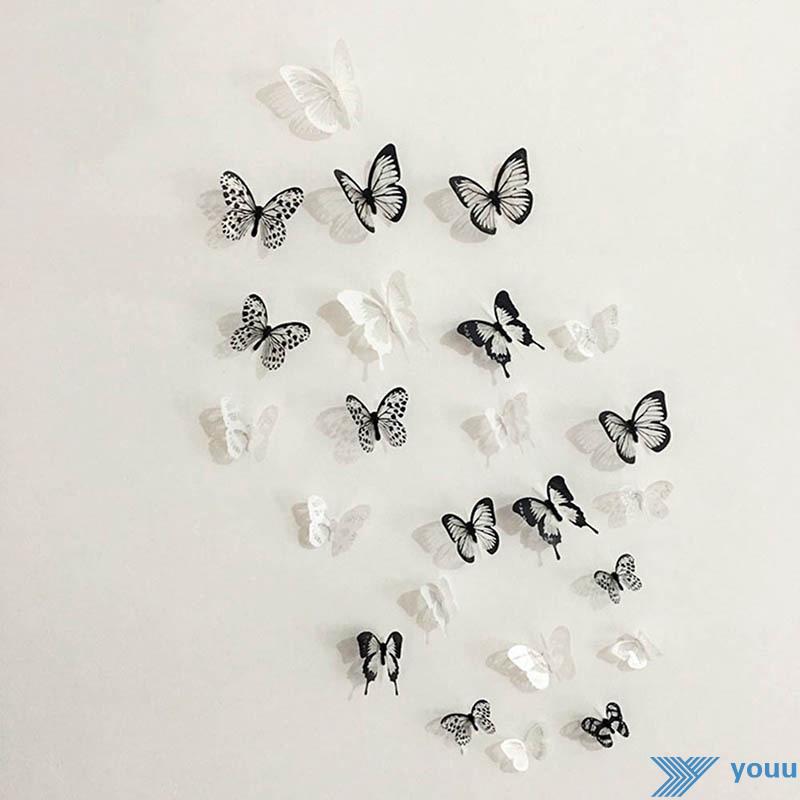 Set 18 Decal Bươm Bướm 3D Dán Tường Trang Trí