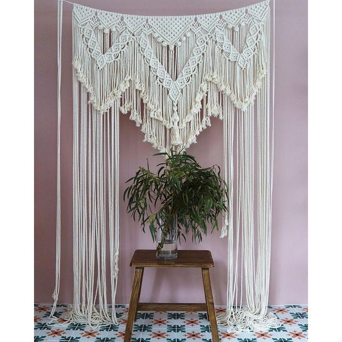 Rèm macrame bigsize làm rèm cửa, rèm treo tường trang trí phòng ngủ, homestay, backdrop chụp ảnh cưới (W33)