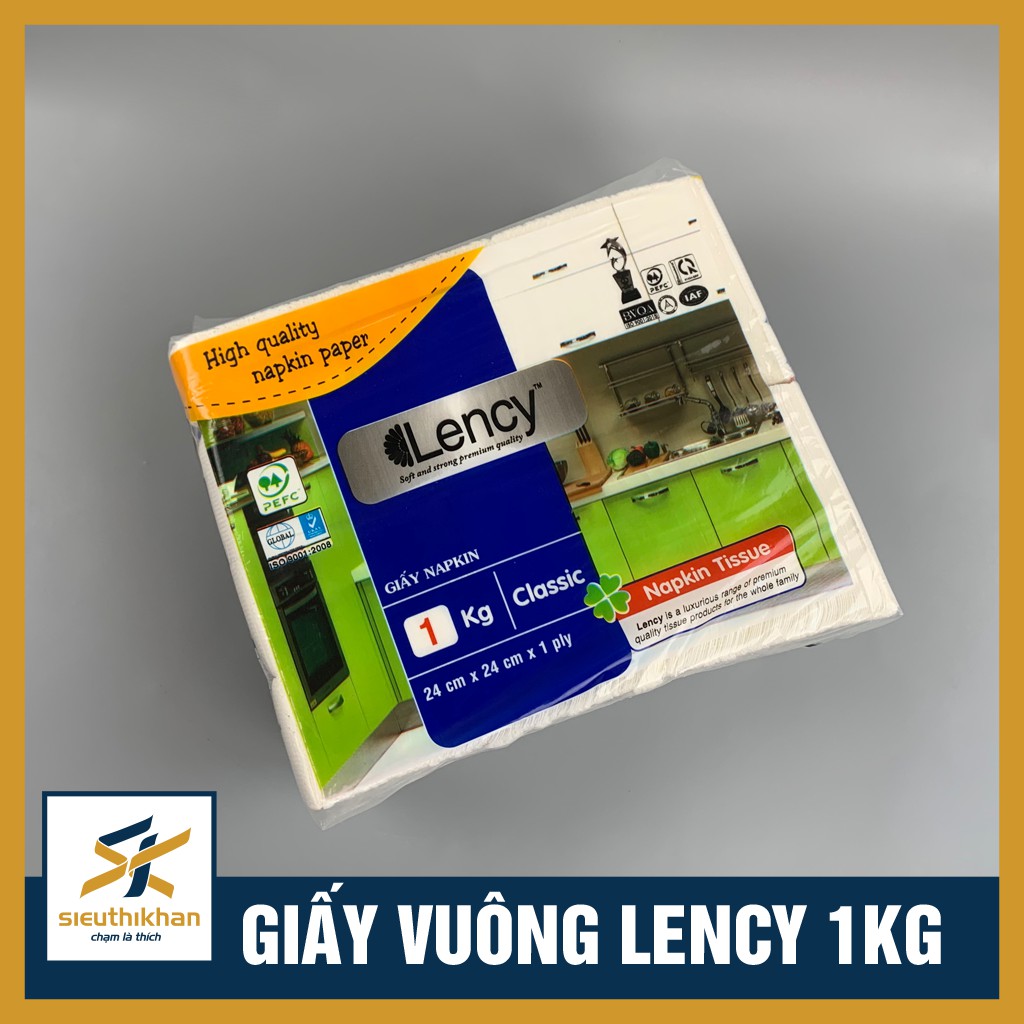 Giấy ăn lency vuông, bịch 1kg, kích thước 24x24cm, 1 lớp