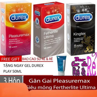 [FreeShip 300k] [DEAL HOT] Combo 3 Hộp Bao Cao Su Durex 36 cái tùy chọn. Tặng kèm 1 tuýt gel bôi trơn K.Y 50g