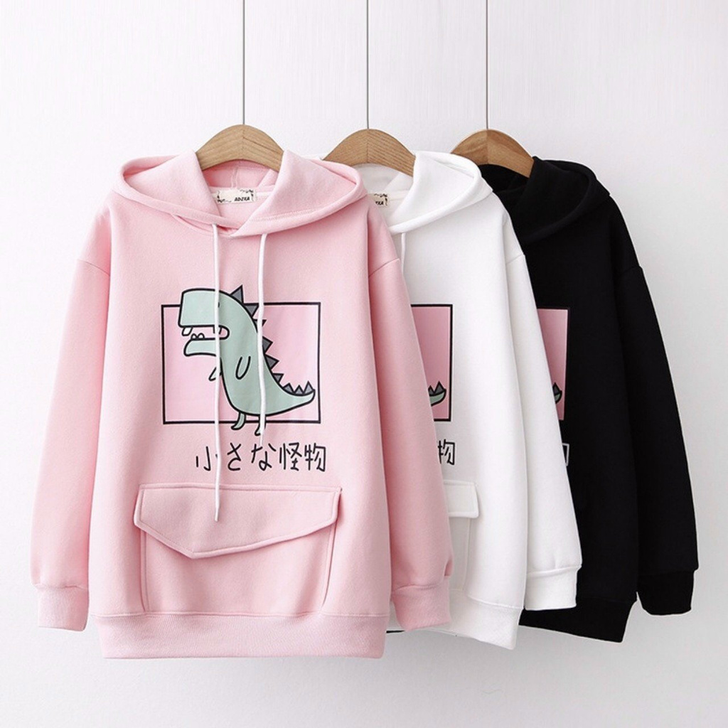 Áo Hoodie Nón Chui Trùm Đầu Nữ Nam Unisex Chất Vải Nỉ Poly Khủng Long WAH031NO | BigBuy360 - bigbuy360.vn