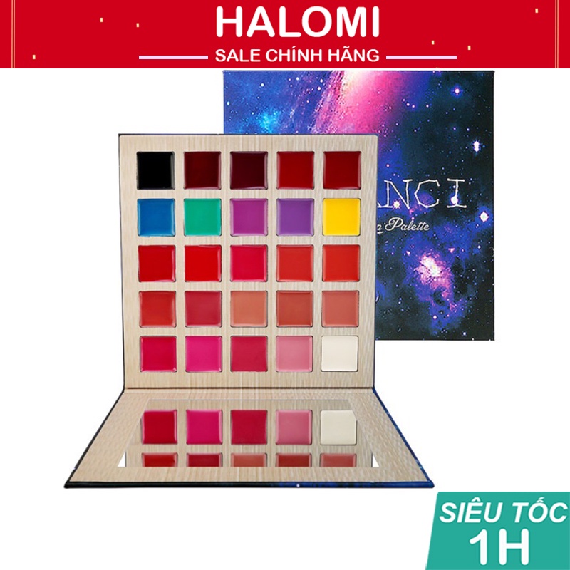 Bảng son Delanci 25 ô màu bảng gương xanh chuyên cho makeup