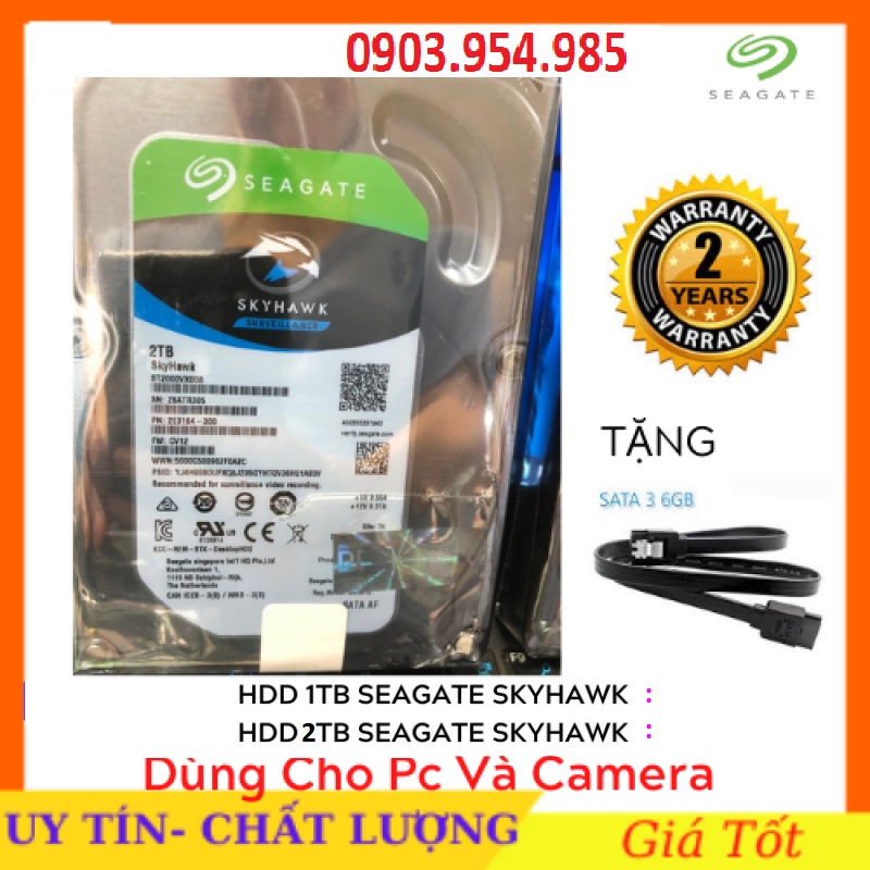 Ổ Cứng Hdd WD tím SEAGATE 2TB SkyHawk -Bảo Hành 2 Năm - Tặng Cáp sata3