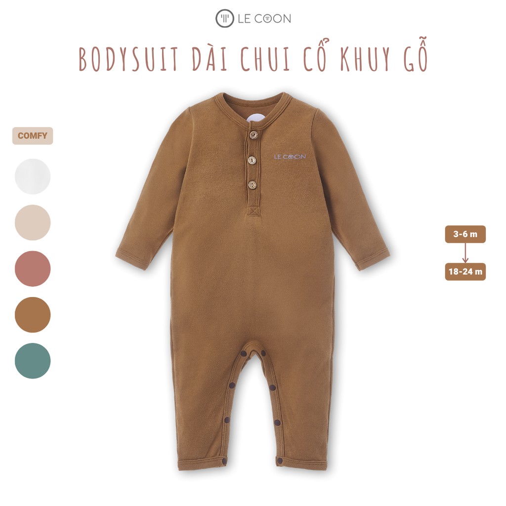 LE COON | Bodysuit Dài Chui Cổ Khuy Gỗ | COMFY | 3 tháng-3 tuổi